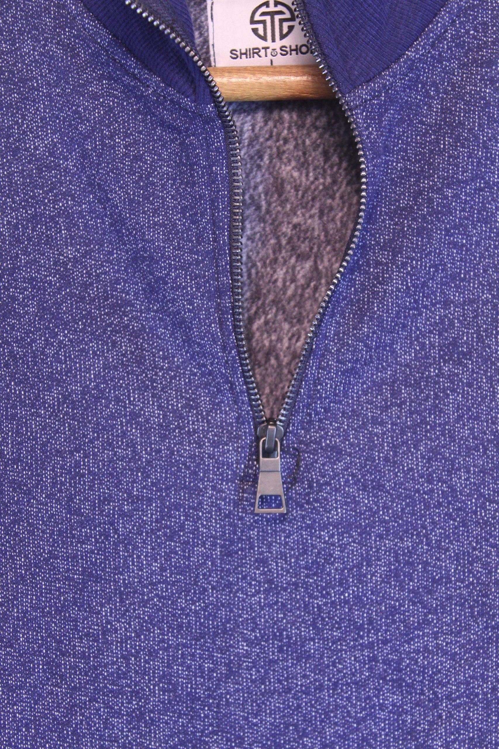 Blue Yarn Dyed Quarter Zipper - Code 068