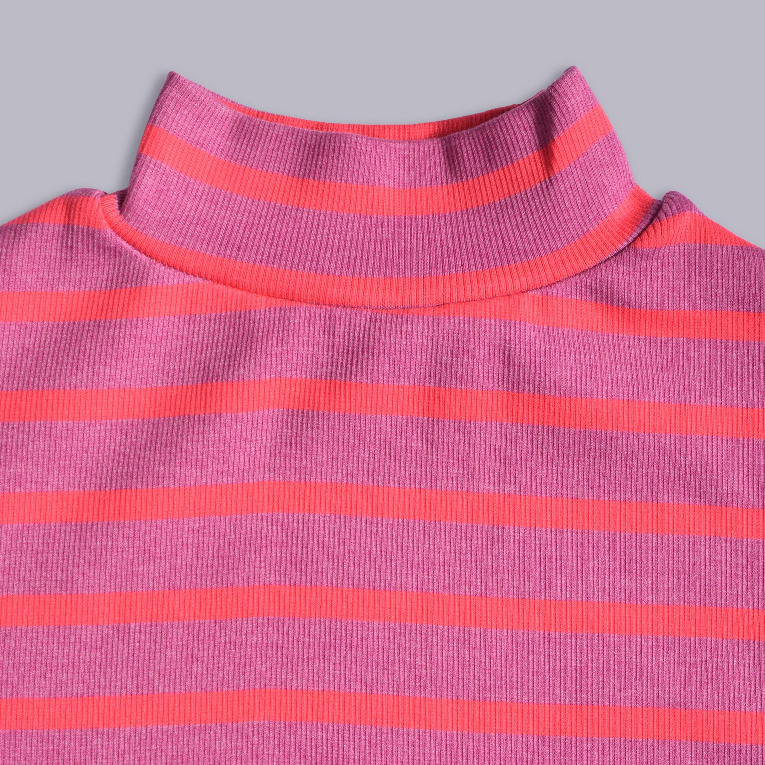 Mock Neck Striped Sweat Shirt - Code 56