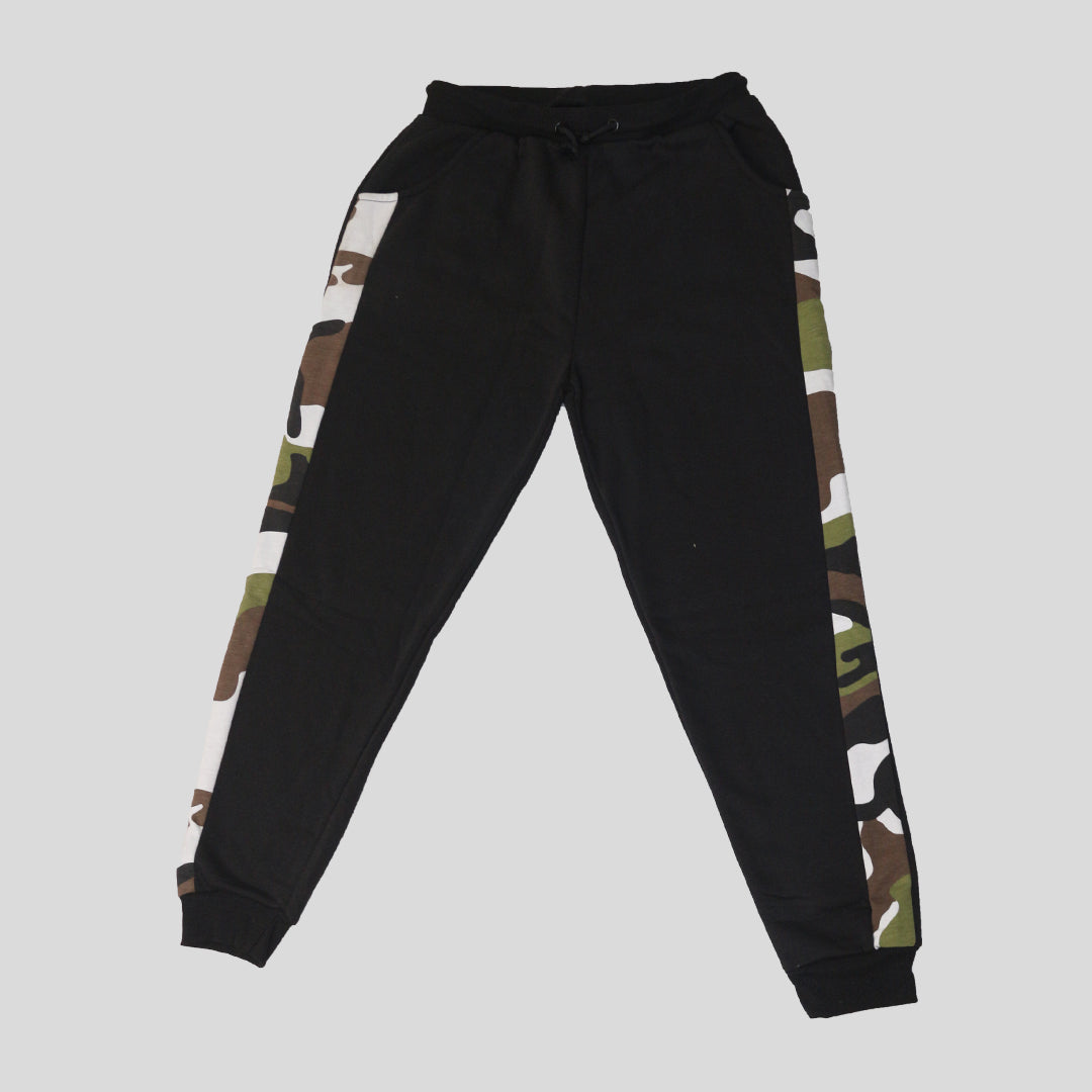 Ladies Black and Camo panel Tracksuit