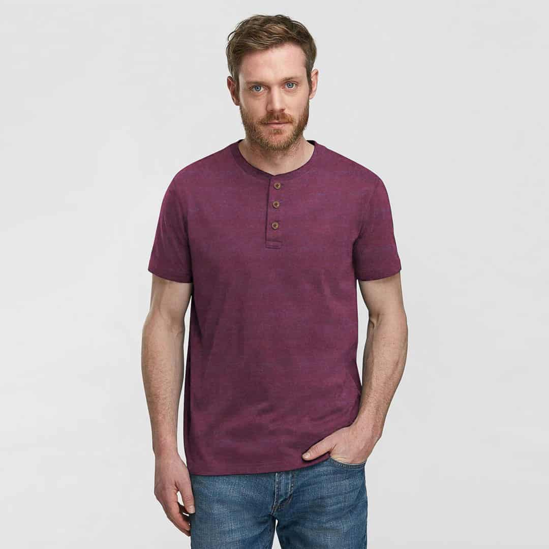 Dark Purple Grandad Neck T-Shirt - Code 053