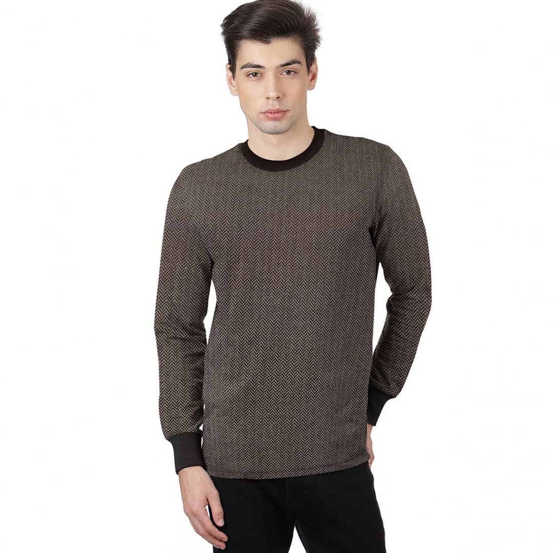 Grey Jacquard Design Sweat Shirt - Code 091
