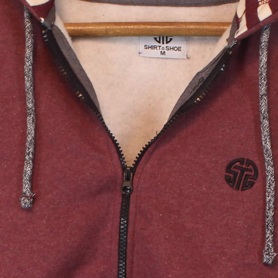 Maroon Zipper Hoodie - Code 069