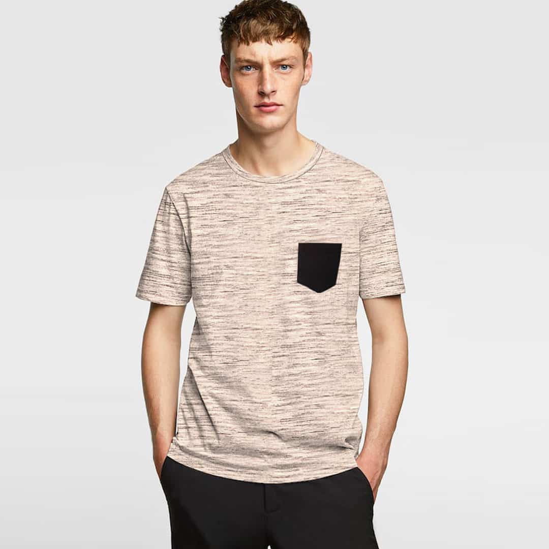 White black lining with Black Pocket T-Shirt - Code 059