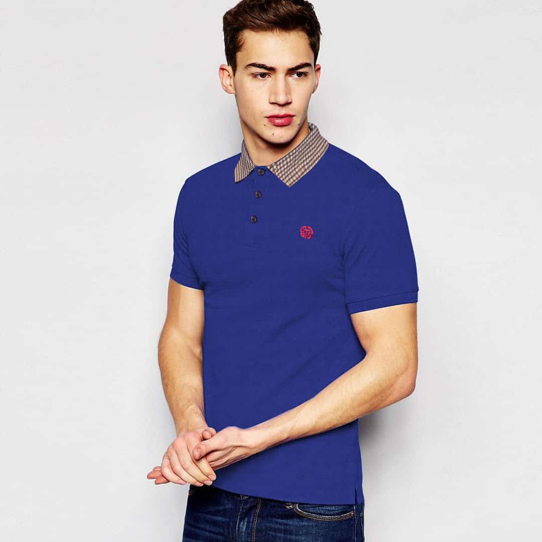 Royal Blue Shamrey Collar Polo Shirt - Code 055
