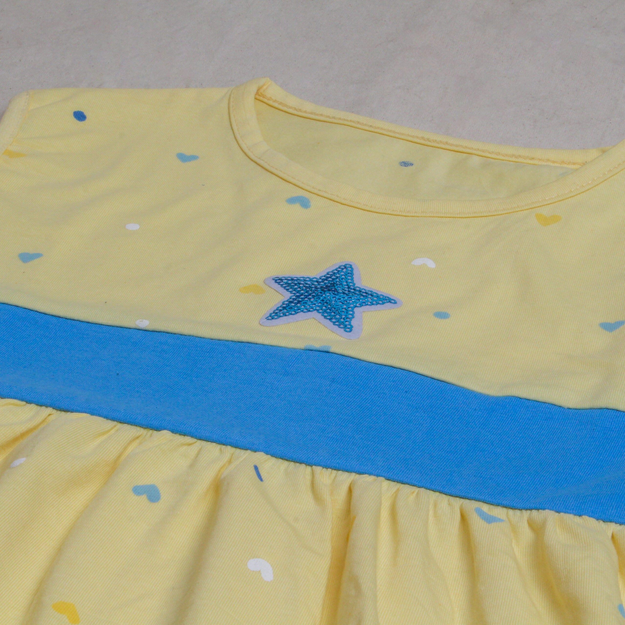 Girl's Yellow n Blue Star Frock