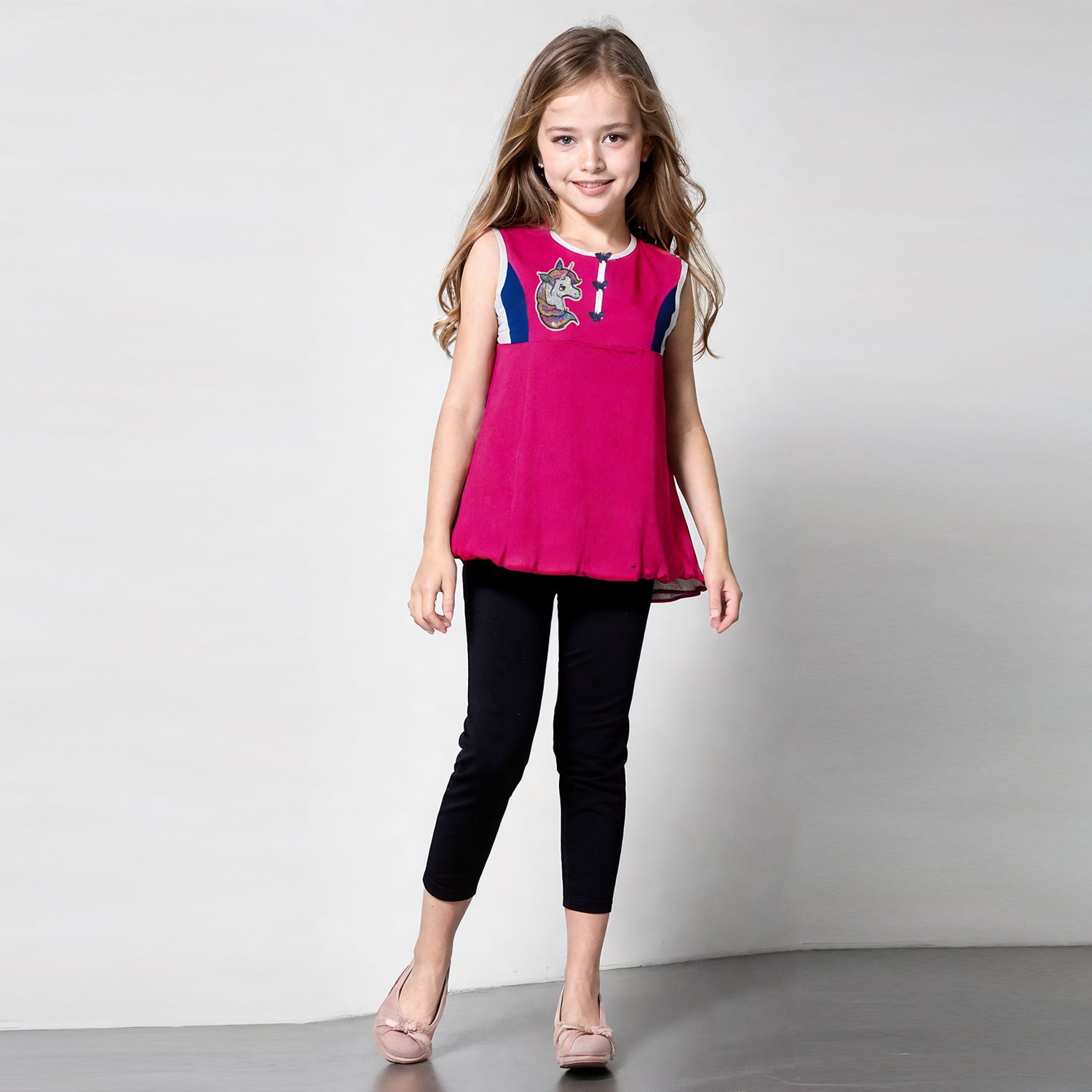 Kids Sleeveless Top with Unicorn Print