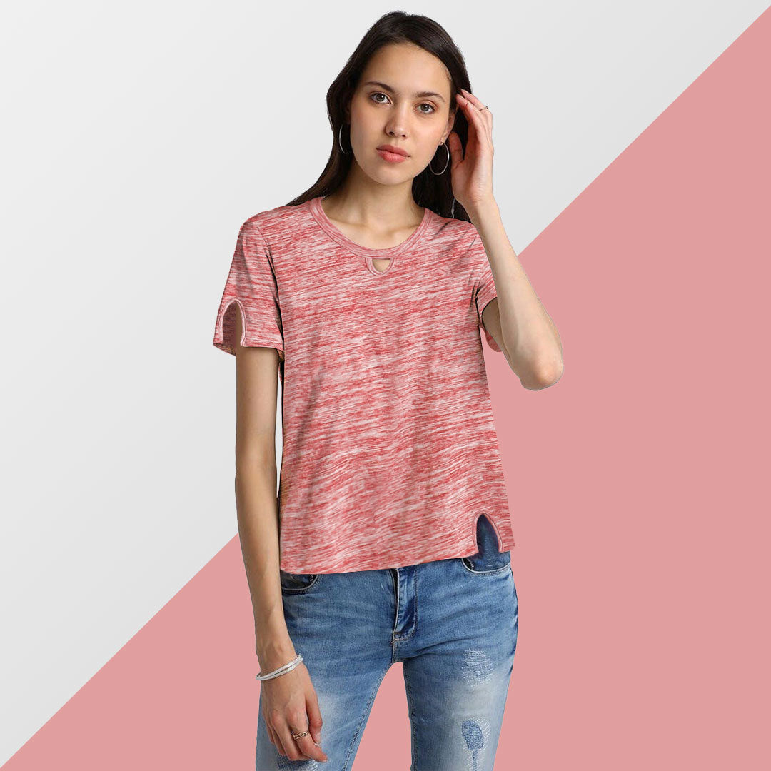 Ladies Pink-Heather Texture Shirt